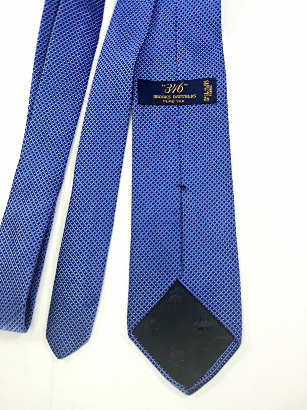 Brooks Brothers 346 Silk Geometric Woven Tie Blue White Mens One Size Pointed